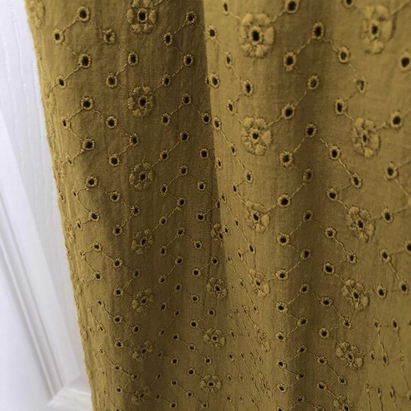 Miss Selfridge Cotton Eyelet Mini Dress in Gold Olive Size S - Picture 3 of 3